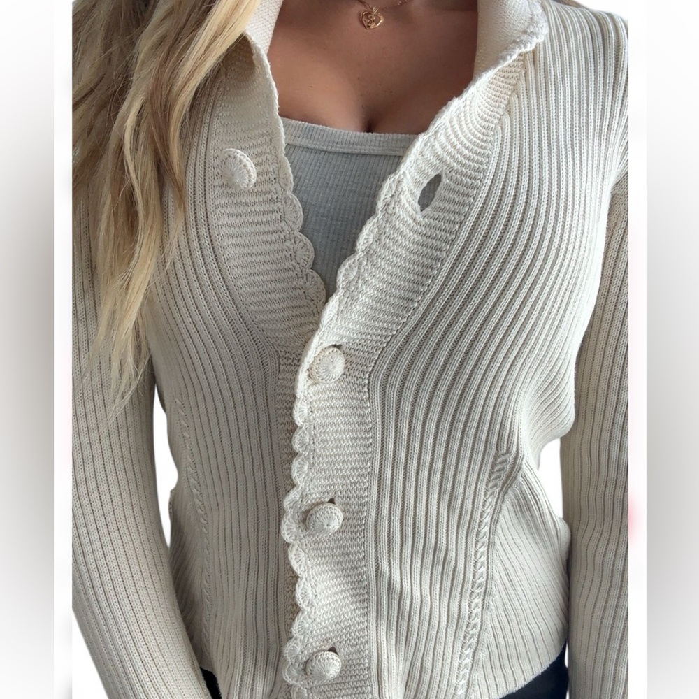Austin Reed Beige Ribbed Cardigan - Picture 2 of 6